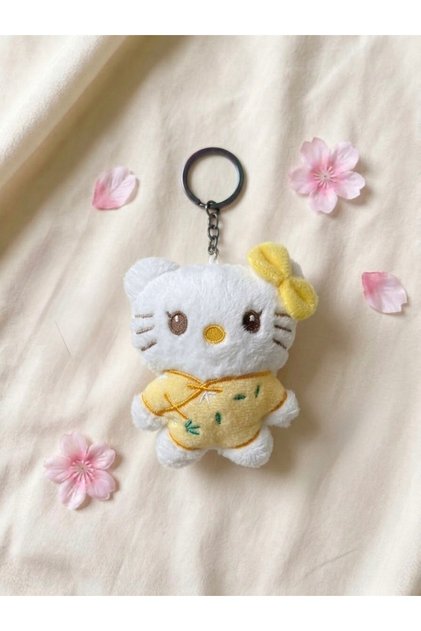 7 cm mini boy çiçek detaylı Hello kitty Pelus anahtarlik