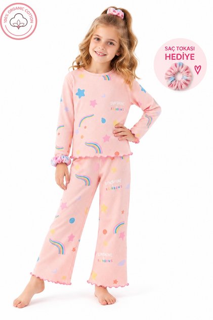 Girl's Pajama Set 100% Organic Cotton Long Sleeve Seasonal 2-Piece Pajama Set