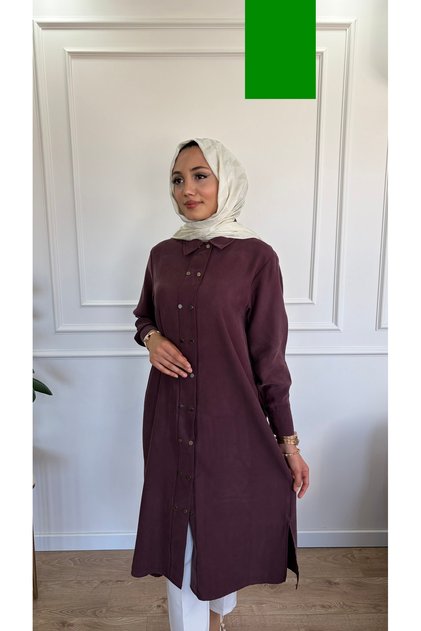 Çift Sıra Çıtçıtlı Tensel Uzun Tunik