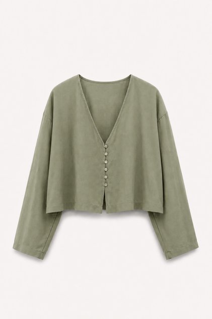 V-Neck Slim Tensel Blouse
