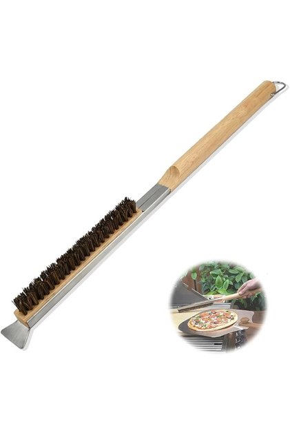 Pizza Oven Brush, Pizza Stone Cleaning Brush with Scraper, Brush and Scraper for Barbecue, Cl