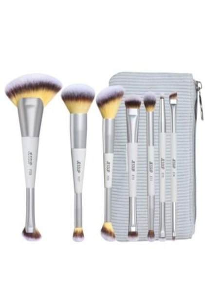 مجموعة فرش مكياج كوايت جراي من جيسوب - 14 × 7 قطع مع حقيبة - T520