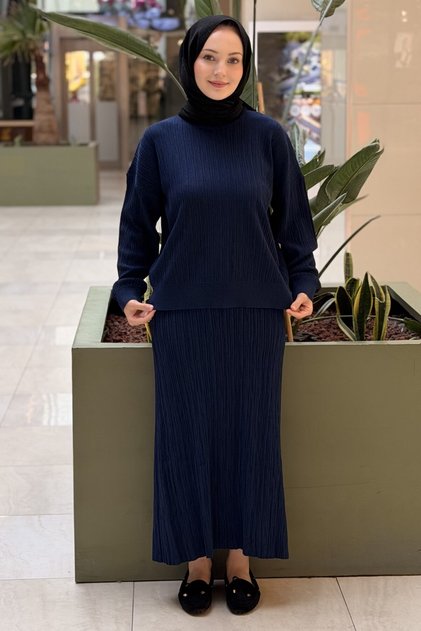 Crochet Effect Tunic Skirt Mercerized Set