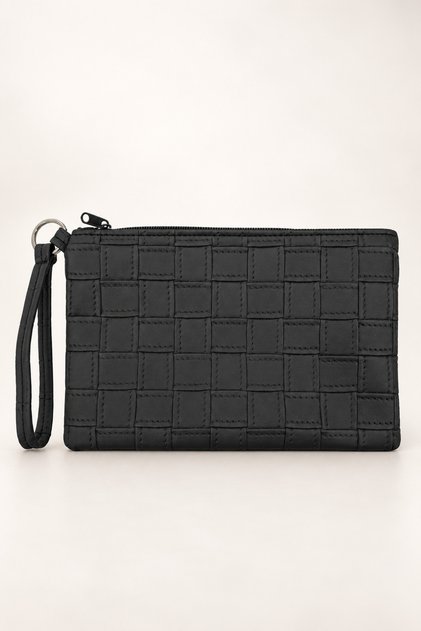 Faux Leather Hand Bag, Stylish Wrist Strap Zippered Portfolio Multi-Purpose Cosmetic Wallet and Hand Wrist Bag