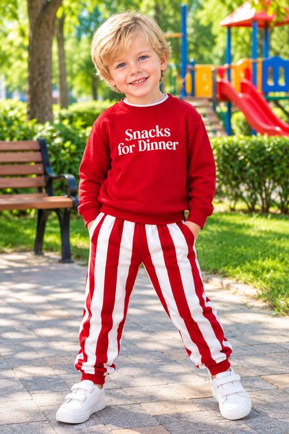 Kids Boys 2-Thread Sweatshirt Striped Tracksuit Set – Striped, Casual Sports Comfortable Fit