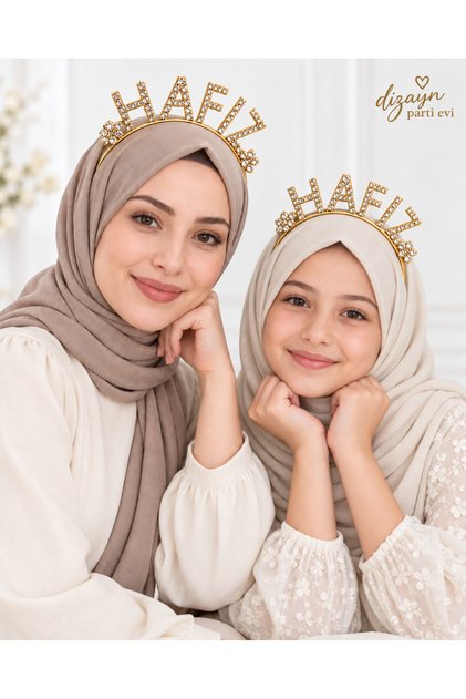 Hafız Taç Stone-Studded Gold Color – Stylish and Elegant Crown for Celebrating Hafız