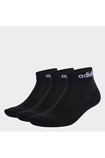 Think Linear Knöchellange 3 Paar Schwarz - Weiße Unisex-Socken IC1305