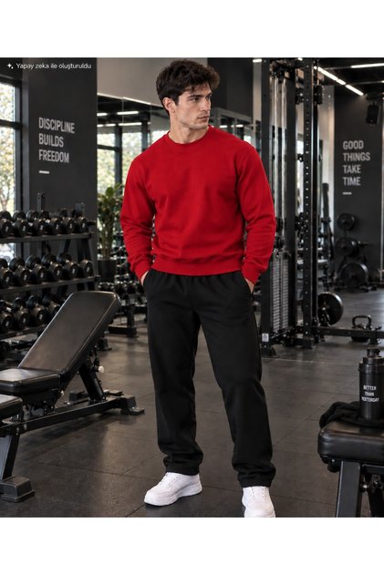 Men's Sweatshirt Patternless Crew Neck Cotton Sports Knitted Top