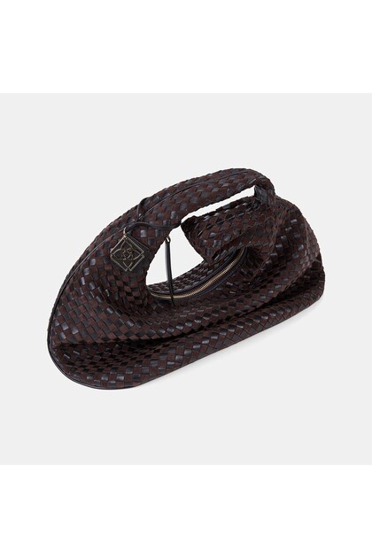 Women's Bitter Brown Charm Hand-Knitted Suede Leather Shoulder Bag