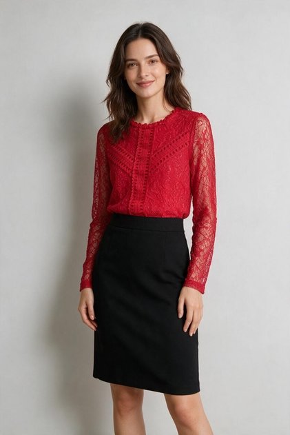 Bluza eleganta pentru femei, din dantelă fina, manecă lunga, croiala feminina, 1028