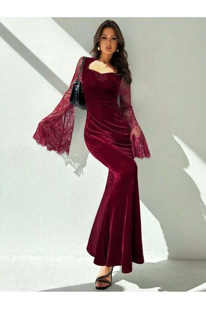 Rochie maxi, bordo - L