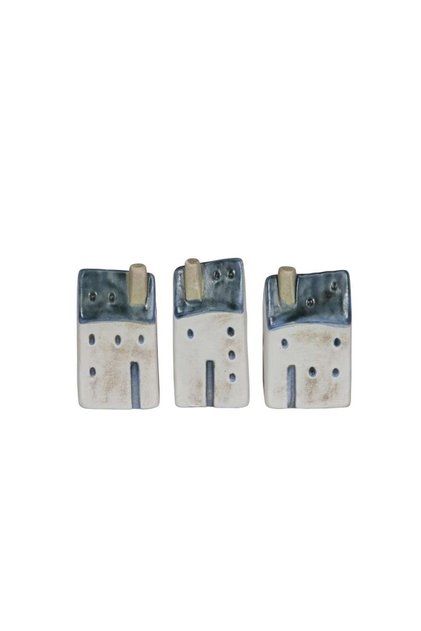 Decorațiune ceramică pentru casă, alb/albastru, 4x3x7.5 cm