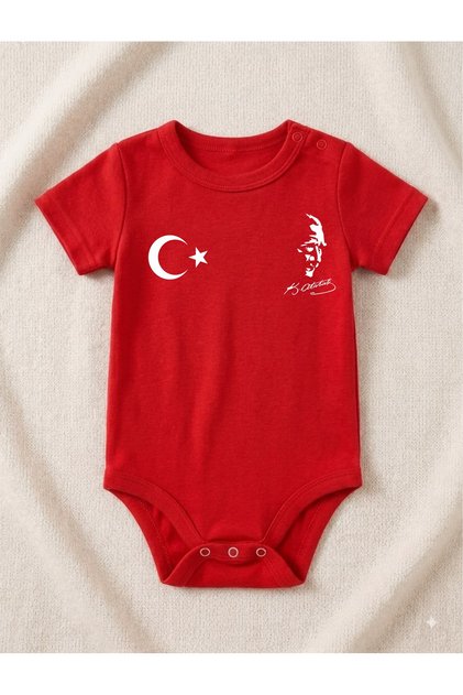 Ataturk Ayyildiz Printed Cyclone Collar Baby Body Zibin