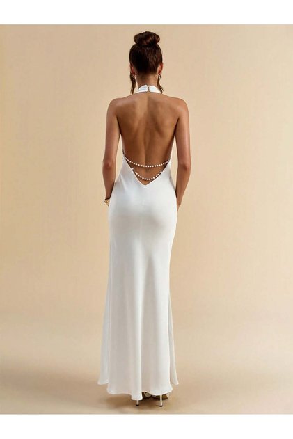 Rochie maxi, crem - S