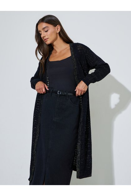 Black Knitted Longline Cardigan
