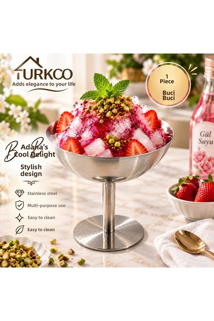 Stainless Steel Footed Ice Cream and Dessert Bowl, Stylish Presentation Bowl 11 cm 1 Piece