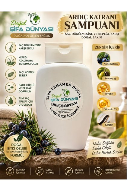 Ardıç Şampuan 300 ml Saç Dökülmesi ,Kepeğe Karşı ve Egzamaya Etkili Keratin, E Vitamini,Biotinli