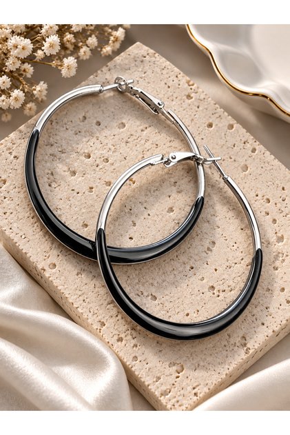 Hoop Earrings Black 4cm