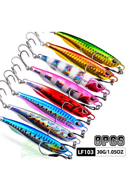 LF103N30ABCDEFGH PROBEROS 8pcs Mixed Color Metal Jig 10G - 60G Artificial Baits Hard Baits Vibrant F