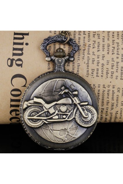 bronze Vintage Bronze Motorcycle Design Elegant Vintage Pocket Watch Collection Decorated Gift Neckl