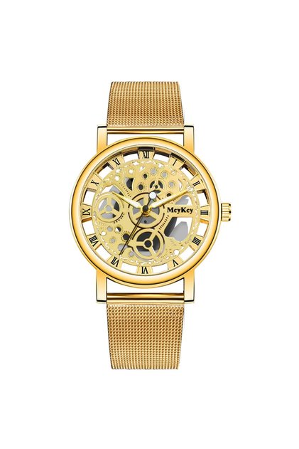 2 Fashion Top Women Hollow Skeleton Faux Mechanical Watch Ladies Metal Mesh Quartz Wrist Watches For