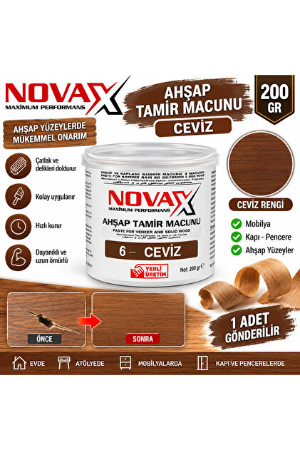 Novax Ahşap Tamir Macunu Ceviz 200 Gr 1 Adet Gönderilir