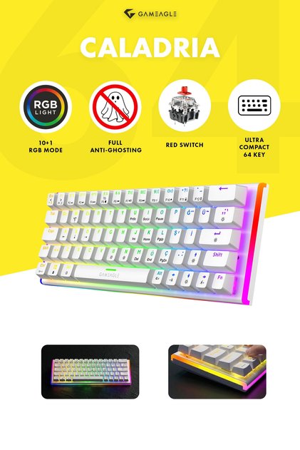 Caladria RGB Kablolu RGB + Rainbow TR Layout DoubleShot Full Anti-Ghosting Mekanik Oyuncu Klavyesi