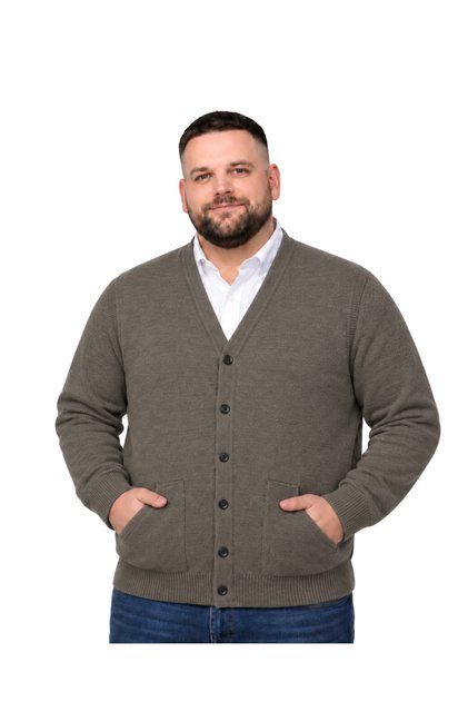 Men's Plus Size Dark Mink Pocketed Buttoned Knitwear Cardigan 3Xl-4Xl-5Xl-6Xl