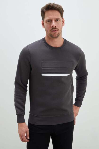 3 Yarn Printed Crew Neck Sweatshirt