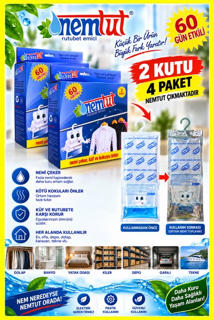 Nem Alıcı Rutubet Emici Koku Giderici Korozyon Önleyici ( 2 Kutu Içerisinde 4 Paket )