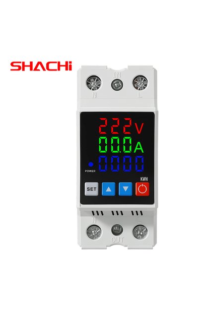 63A SHACHI 2P Adjustable Digital Display Over-Voltage and Under-Voltage Protection Device, Voltage a
