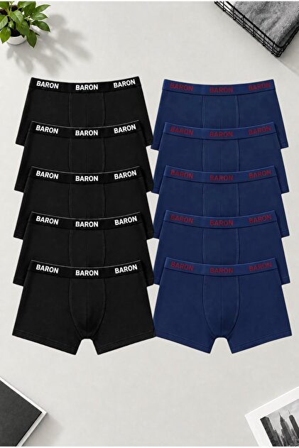 10 bucăți boxeri pentru bărbați, negru-albastru indigo, din bumbac economic cu lycra