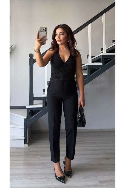 Black Flask Fabric Trousers