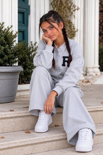 Oversize Wide Leg Girl's Tracksuit Set
