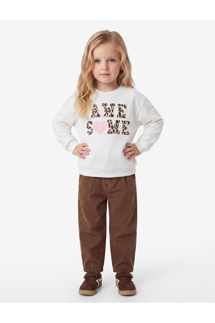 Printed Crew Neck Short Sleeve Embroidered Sweatshirt