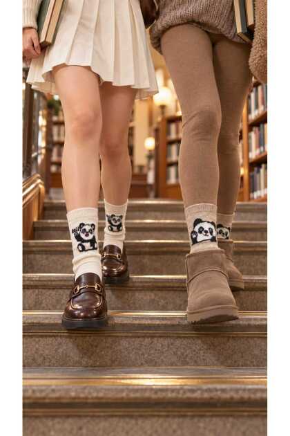 Hn Socks 4-Piece Soft Winter Women's Socks – Anti-Sweat, Warm, Teddy Bear Patterned