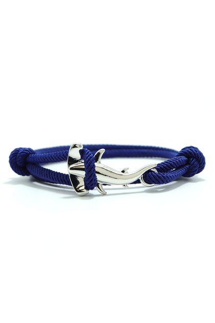 Blue Silver Marine Flat Shark Rope Bracelet Unisex Grade A Handmade Knitted Bilayer Cord Braclet Sil