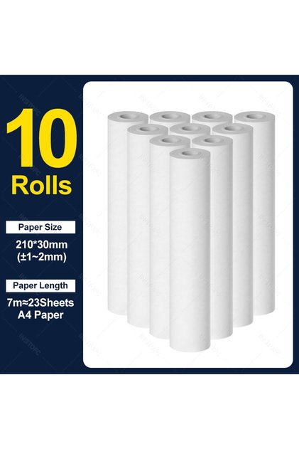 10 Rolls A4 Thermal Paper Thermal Printing Paper 210*30mm for A4 Wireless Bluetooth A40 Portable Pri