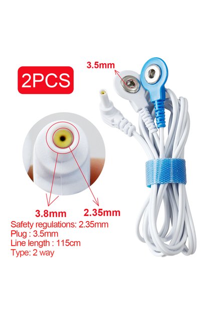 2pcs button type 2pcs Replacement Electrode Lead Wires 2.35mm Plug Electrode Wire Conductive Cable f