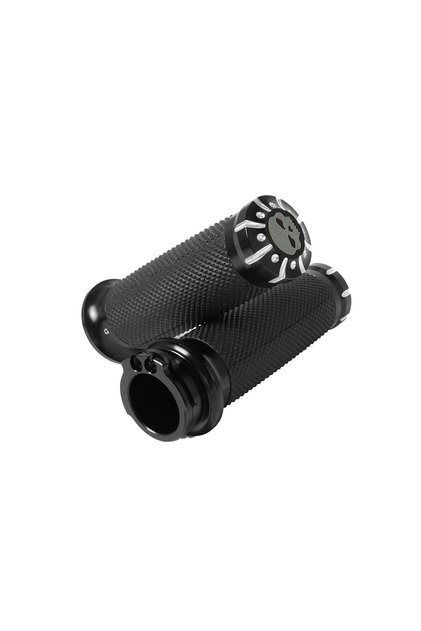 black Motorcycle 1.25'' Universal Rubber Hand Grips CNC Handlebar For Harley Sportster 883 1200 Iron