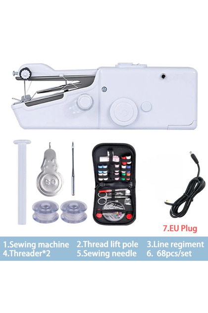White D Portable Manual Sewing Machine Handheld Rope-free Electric Quick Build DIY Apparel Supplies