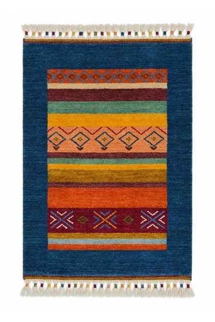 El Dokuma Koyu Mavi Renk Yün Tribal Halı