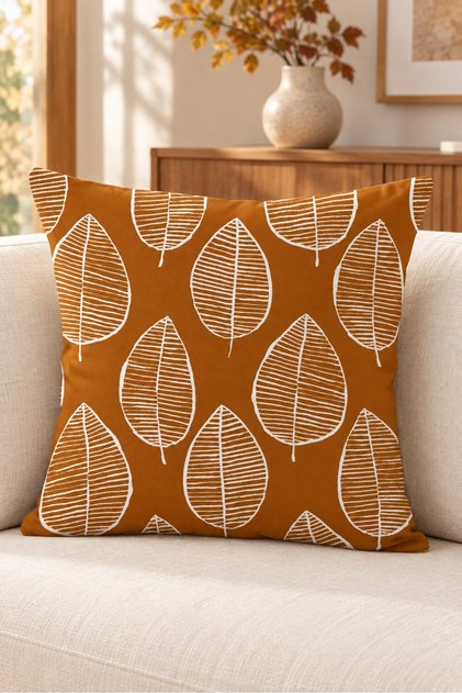 Autumn Themed 43X43 Velvet Cushion Cover