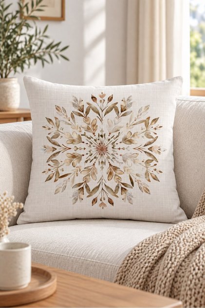 Bohemian Leaf Pattern Decorative Pillow Case - Earth Tones Velvet 43X43