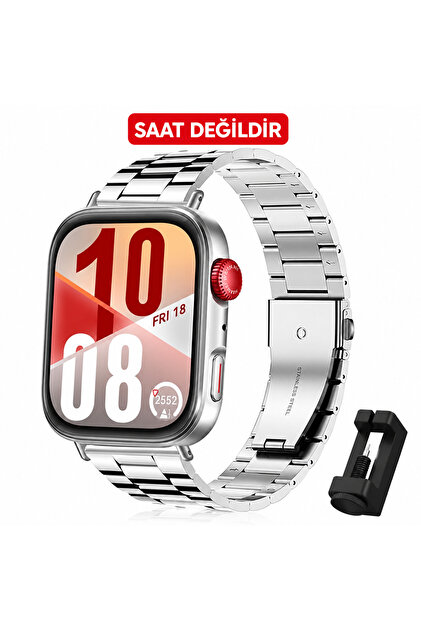 Huawei Watch Fit 3 / Fit 4 / Fit 4 Pro / Fit 5 / Fit 5 Pro Uyumlu Yüksek Kalite Paslanmaz Metal Bakla Tasarımlı Çelik Kordon
