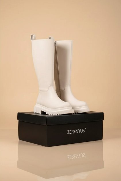 Cesa Premium Zippered Long Winter Boots Beige