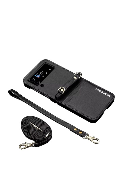 Samsung Z Flip 8 Black-L1 Crossbody Cards Solt Wallet Leather Case For Samsung Galaxy Z Flip 8 7 FE