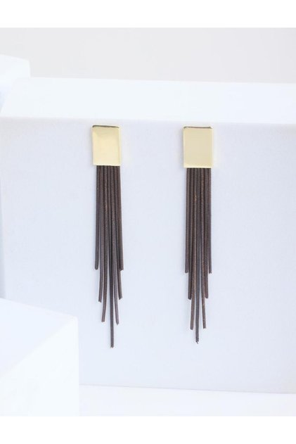 Gold Color Tassel Detailed Modern Earrings