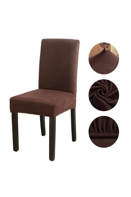 1PC Coffee Corn Kernel Fabric Chair Cover Stretch Long Back Chair Covers Jacquard Dining Room Seat C