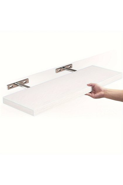 WHITE Classic Solid Wood Wall Mounted Horizontal Strip Design Shelf Space-saving for Storage and Dis